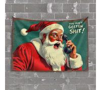 Beer Decor Santa's Angry: You Ain't Gotten Shit! Tapestry Tapestry Wall Art Aesthetic Room Decor(75X100CM)