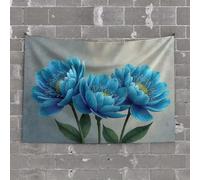 Beer Decor Three Vibrant Blue Flowers with Intricate Details Tapestry Aesthetic Room Decor Home Bar Decor(75X100CM)