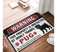 Beer Decor Warning This Property Is Protected By A Highly Trained Pug Rug | Funny Office Decor Boys Room Decor Doormats With Sayings Funny Door Mats Outdoor(50X80CM)
