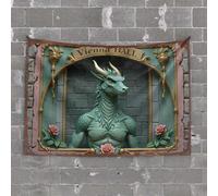 Beer Decorations for Man Cave Green Dragon at Vienna Ball: A Fantasy Portrait Tapestry Bedroom Door Decor Man Cave Decorations(100X150CM)