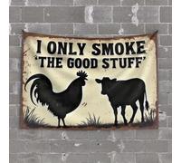 Beer Decorations For Man Cave Rooster And Cow With Text. Tapestry Man Cave Decor And Accessories Funny Patio Decor(100X150CM)