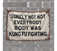 Beer Decorations for Man Cave Rustic Sign: 'Surely Not Everybody was Kung Fu Fighting' Tapestry Bedroom Door Decor Man Cave Decorations(100X150CM)