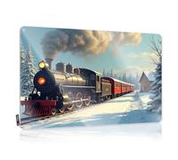 Beer Decorations For Man Cave Steam Train Chugging Through Snowy Winter Landscape. Tin Sign Coffee Sign Decor Metal Signs For Home Bar(30X40CM)