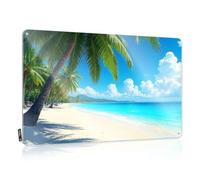 Beer Decorations For Man Cave Tropical Paradise With Palm Trees And Clear Blue Water. Tin Sign Coffee Sign Decor Metal Signs For Home Bar(30X40CM)