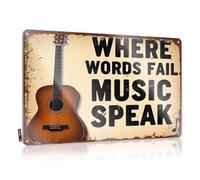 Beer Decorations For Man Cave Where Words Fail, Music Speaks. Tin Sign Bar Sign Metal Vintage Tin Signs Funny(30X40CM)