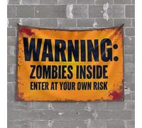 Beer Decorations For Man Cave Zombie Warning: Enter At Your Own Risk Tapestry Tapestry Wall Art Men Decor(75X100CM)