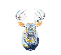 BEER DEER Busch Light Deer Head - 3D Cardboard Mount Wall Art - Man Cave Decor - Crafted for Garages, Bars, Country Rooms & Beer Lovers - Easy Assembly & Durable Design