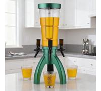 Beer Dispenser Beer Tower Drink Dispenser with Ice Cylinder, Glowing 3L Beer Giraffe Dispenser with 3 Spigot, Home Hosting Transparent Mimosa Tower Modern(Green)