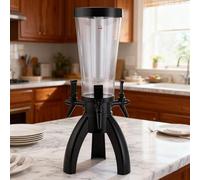 Beer Dispenser Beer Tower Drink Dispenser with Ice Cylinder, Glowing 3L Beer Giraffe Dispenser with 3 Spigot, Home Hosting Transparent Mimosa Tower Modern(Black)