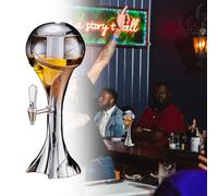 Beer Dispenser Drink Tower Dispensers for Parties, Cocktail/Wine/Sangria Beverage Cooler, Bar Party Glowing Liquor Dispenser, Drink Dispenser with Spigot(Silver,1.5L)