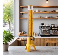 Beer Dispenser Tall Mimosa Tower Stand with Scale Lines, Light Up Drink Cooler Keep Fresh & Cold, Restaurant/Pub/Picnic/Party/Home Beer Giraffe Dispenser(Yellow,3L)