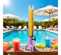 Beer Dispenser Tall Mimosa Tower Stand with Scale Lines, Light Up Drink Cooler Keep Fresh & Cold, Restaurant/Pub/Picnic/Party/Home Beer Giraffe Dispenser(Purple,1.5L)
