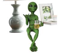 Beer Drinking Alien Sculpture, Cool Stuff with Ancient Aliens Desktop Ornament, Funny Resin Alien Artwork Collectible, for Adults, Desk, Bedroom, Garden, Outdoor Shelf