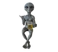 Beer Drinking Alien Statue, Rinking Beer Alien Statue, Funny Aliens Drinking Beers Resin Figure Holding Wine Glass Aliens, Funny Desktop Decor, For Adults, Bedroom, Garden, Outdoor Shelf