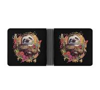 Beer Drinking Sloth Bifold Wallet Slim Minimalist Front Pocket with Card Slots for Women Men
