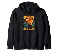 Beer fan PAPA NEEDS A BEER Funny Soon-to-be Dad Zip Hoodie