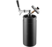 Beer Faucet, Brew Equipment 3.6/4/5/8L Mini Growler Stainless Steel Adjustable Faucet Regulator Draft Beer Dispenser Tools(Black,135 Oz (4 L))