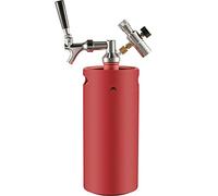 Beer Faucet, Brew Equipment 3.6/4/5/8L Mini Growler Stainless Steel Adjustable Faucet Regulator Draft Beer Dispenser Tools(Red,170 Oz (5 L))