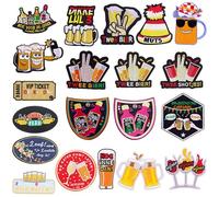Beer Festival Embroidered Patches, Carnival Theme Iron-on or Sew-on Appliques, 20-Pack Collection, Multicoloured