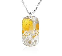 Beer Foam Fashion Memorial Necklaces Printed Titanium Steel Pendant Jewelry Novelty Picture Necklace Dog Tags for Men Women
