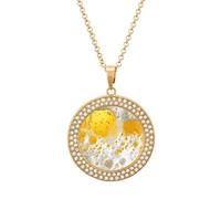 Beer Foam Funny Necklace With Printed Pendant Novelty Diamond Jewelry for Women Men Silver/Gold