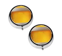 Beer Foam Print Pill Box 3 Compartment Medicine Pill Case,Portable for Pocket Or Purse Pill Organizer Decorative Metal Medicine Vitamin Organizer Unique Gift