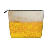 Beer Foam Printed Fake Hemp Makeup Bag â€“ Travel Toiletry Organizer, Daily Storage, Business Trip Essential