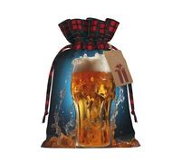 Beer foam Printed holiday drawstring bag 8.3x11.8 inch Christmas party decoration gift bag