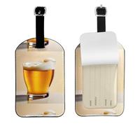 Beer Foam Printed Leather Luggage Tag, Durable Baggage Identifier, Soft PU ID Label, for Business Travel
