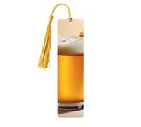 Beer Foam Tassel Bookmarks Set for Women, 5 Pc Wooden Book Study Supplies Accessories for Reading