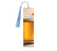 Beer Foam Tassel Bookmarks Set for Women, 5 Pc Wooden Book Study Supplies Accessories for Reading