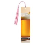 Beer Foam Tassel Bookmarks Set for Women, 5 Pc Wooden Book Study Supplies Accessories for Reading