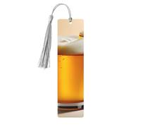 Beer Foam Tassel Bookmarks Set for Women, 5 Pc Wooden Book Study Supplies Accessories for Reading