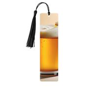 Beer Foam Tassel Bookmarks Set for Women, 5 Pc Wooden Book Study Supplies Accessories for Reading