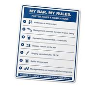 Beer Fridge Magnet My Bar My Rules - Pool Sign Style Bar Sign | Funny Man Cave Decor Wall Signs | Vintage Posted Rules Magnetic Vinyl for Garage Basement Bar - Large 8.5” x 11”