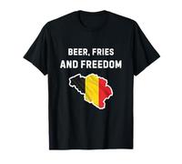 Beer Fries and Freedom Belgium Flag Funny Pride Design T-Shirt