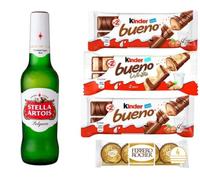 Beer Gifts 330ml|Kinder Chocolate Gifts |Ale Gifts | Christmas Gifts | Birthday Gifts | Luxury Gifts| Lager Gifts (Stella Artois Belgium Premium Lager)