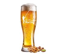 Beer Glass Engraved Angler Fishing 0.5 L with Desired Text Name Year or Saying - Individual Wheat Glass for Special Occasions such as Birthday, Anniversary, Father's Day or Celebration - Choice of