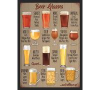 Beer Glasses Metal Sign Pub Plaque Vintage Gift Bar Man Cave Shed Garden Fun Tin (A5 (200x150mm) Approx)