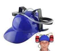 Beer Hat Drinking Hat Fun Drink Hat Safe Plsatic Drinking Helmet with Can Holder and Straw, Funny Hat for Beer Soda Party Football Games Novelty Gift Blue Party Hats