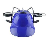 Beer Hat Drinking Hat Fun Drink Hat Safe Plsatic Drinking Helmet With Can Holder And Straw, Funny Hat for Beer Soda Party Football Games Novelty Gift Blue Beer Hat - Drinking Hat Drinking Helmet Beer
