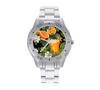 Beer Hawaiian Orange Quartz Wrist Watch Stainless Steel Watches for Men Women Easy to Read