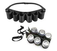 Beer Holder Belt,Adjustable 6 Pack Beer Belt Bottle Holders for Men Women, Perfect for Barbeque,Camping, Hiking and Picnic Party (Black)