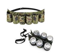 Beer Holder Belt,Adjustable 6 Pack Beer Belt Bottle Holders for Men Women, Perfect for Barbeque,Camping, Hiking and Picnic Party (Camouflage)