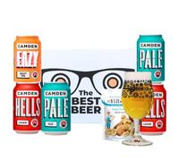 BEER HUNTER Camden British Craft Beer Gift Set Box with Glass - IPA, Pale Ale, Lager (5 x 330ml Cans)
