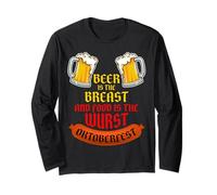 Beer is The Breast Food is The Wurst. Oktoberfest Beer Funny Long Sleeve T-Shirt