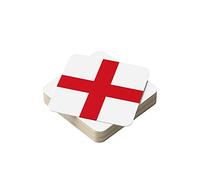 Beer Mats Pack of 24 - St George's Day Cross Flag Absorbent Recyclable Cardboard Drink Mat Coasters 95mm x 95mm x 1mm Square - Accessories for Football Home Bars Pubs - England Flag