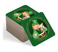 Beer Mats - St Patrick's Day Decorations - Bar Table Coasters - Paddy's Day Accessories - Party Packs of 24, 48, 96 - Square Cardboard Drink Mats for Home Bars Pubs - Leprechaun - 96