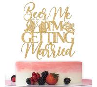Beer Me I’m Getting Married Cake Topper, Just Married Cake Decorations, Drunk in Love, Bridal Shower Wedding Engagement Bachelor Party Decorations, Gold Glitter