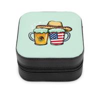 Beer Mexican USA Flag Leather Jewelry Box Jewelry Organizer Boxes Mini Storage Case for Women Travel Gift